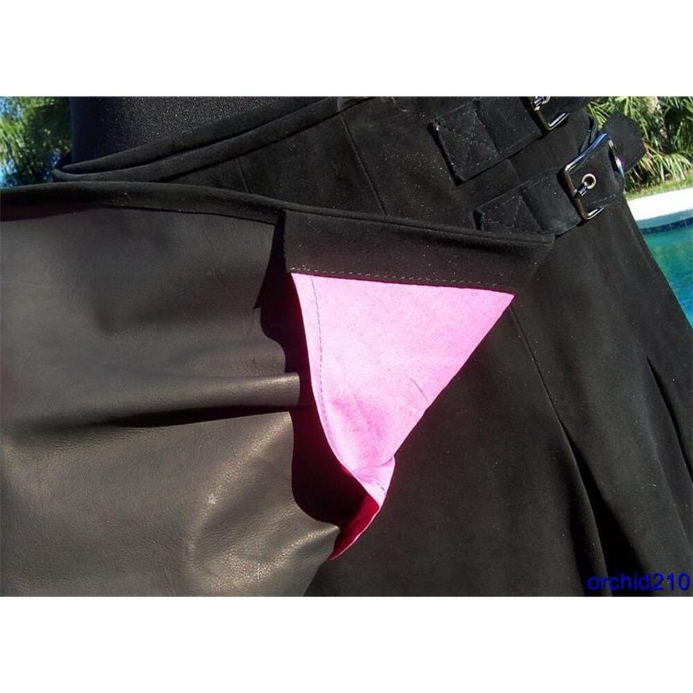 Donald Pliner Black Suede Skirt Lined Fit Flare Grommet Self Belt NWT $875 8/10 - Picture 3 of 10